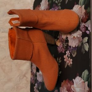 Orange Fabric Ankle Booties -Size 8